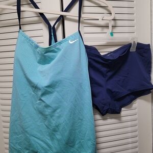 Nike Blue Striped Tankini Set